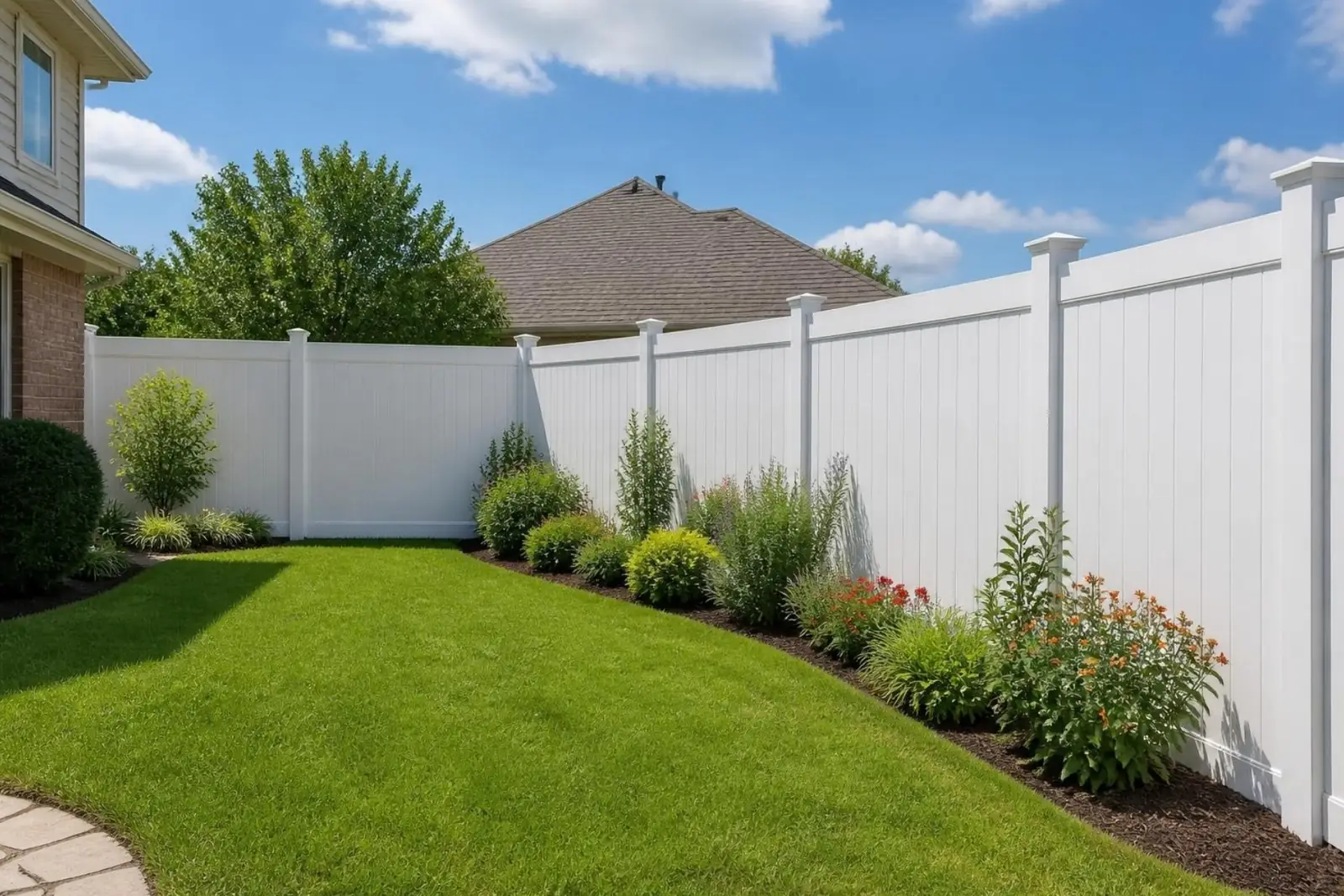 White vinyl privacy fence